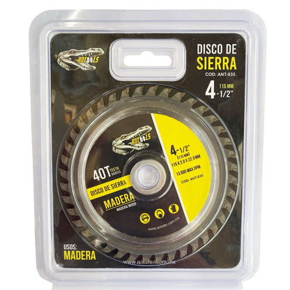 DISCO DE SIERRA CORTE MADERA 4.5 40 DIENTES ANTOOLS CAJA 200 UNIDADES